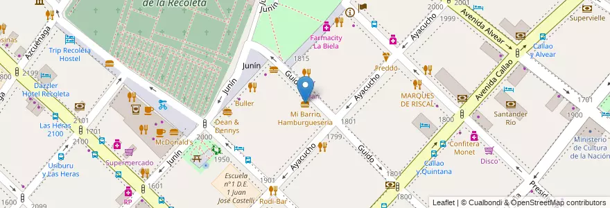 Mapa de ubicacion de Mi Barrio Hamburguesería, Recoleta en アルゼンチン, Ciudad Autónoma De Buenos Aires, Comuna 2, ブエノスアイレス.