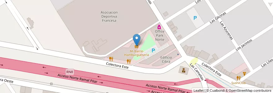 Mapa de ubicacion de Mi Barrio Hamburguesería en アルゼンチン, ブエノスアイレス州, Partido Del Pilar.
