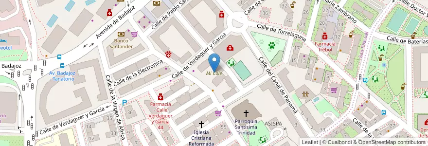 Mapa de ubicacion de Mi Cole en 스페인, Comunidad De Madrid, Comunidad De Madrid, Área Metropolitana De Madrid Y Corredor Del Henares, 마드리드.