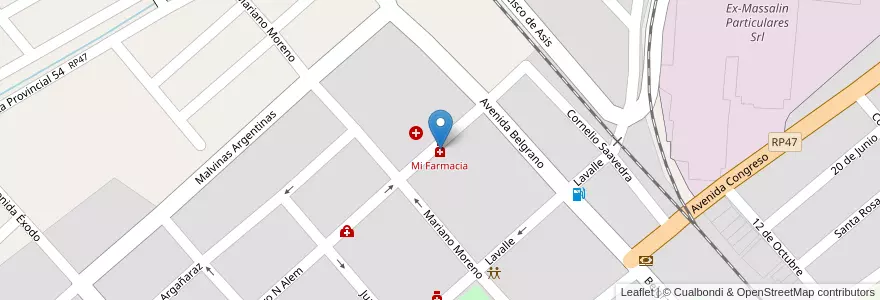 Mapa de ubicacion de Mi Farmacia en Arjantin, Jujuy, Departamento El Carmen, Municipio De Perico, Perico.