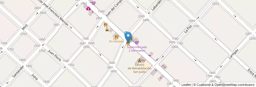 Mapa de ubicacion de Mi Mia en アルゼンチン, ブエノスアイレス州, Partido De La Matanza, Villa Luzuriaga.