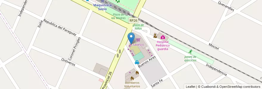 Mapa de ubicacion de mi mundo infantil en アルゼンチン, ブエノスアイレス州, Partido De Escobar, Maquinista Savio.