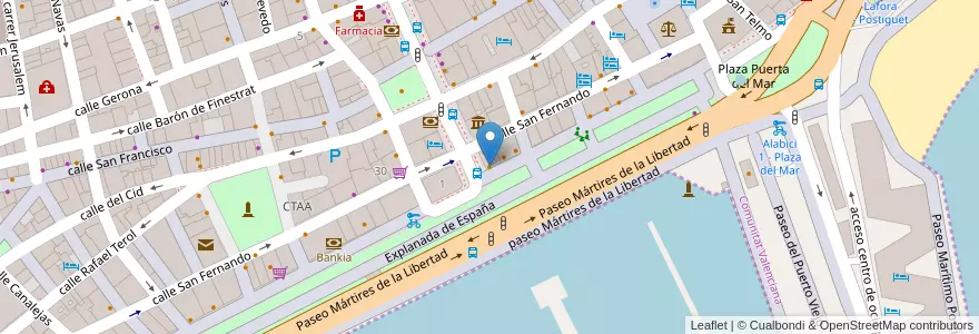 Mapa de ubicacion de Miami en スペイン, バレンシア州, Alacant / Alicante, L'Alacantí, Alacant / Alicante.