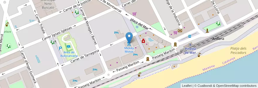 Mapa de ubicacion de Mickey Motos en Испания, Каталония, Pineda De Mar.