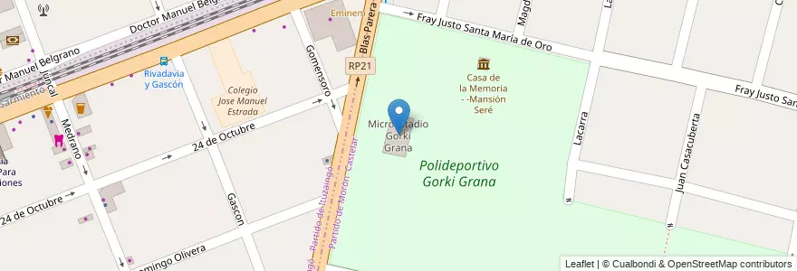 Mapa de ubicacion de Microestadio Gorki Grana en الأرجنتين, بوينس آيرس, Partido De Morón, Castelar.