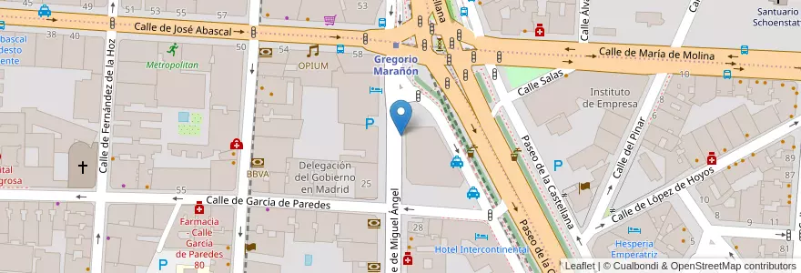 Mapa de ubicacion de MIGUEL ANGEL, CALLE, DE,32 en Espanha, Comunidade De Madrid, Comunidade De Madrid, Área Metropolitana De Madrid Y Corredor Del Henares, Madrid.
