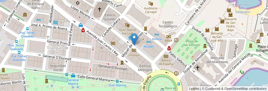 Mapa de ubicacion de Miguel de Cervantes en 스페인, 멜리야, 멜리야.