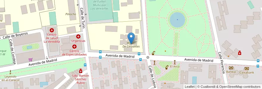 Mapa de ubicacion de Miguel De Cervantes en Spanien, Autonome Gemeinschaft Madrid, Autonome Gemeinschaft Madrid, Área Metropolitana De Madrid Y Corredor Del Henares, Torrejón De Ardoz.