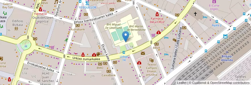 Mapa de ubicacion de Miguel de Unamuno en España, Euskadi, Bizkaia, Bilboaldea, Bilbao.