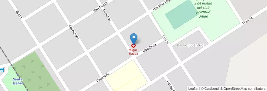 Mapa de ubicacion de Miguel Rueda en الأرجنتين, سانتا في, Departamento General López, Municipio De Santa Isabel.