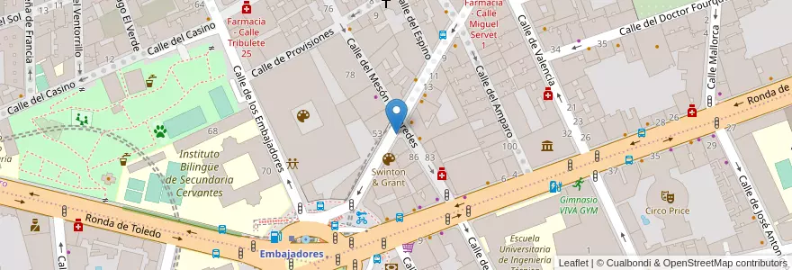 Mapa de ubicacion de MIGUEL SERVET, CALLE, DE,19 en اسپانیا, بخش خودمختار مادرید, بخش خودمختار مادرید, Área Metropolitana De Madrid Y Corredor Del Henares, مادرید.