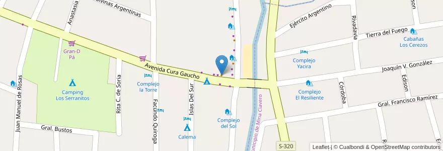 Mapa de ubicacion de Mil Sabores en الأرجنتين, Córdoba, Departamento San Alberto, Villa Cura Brochero, Pedanía Tránsito.