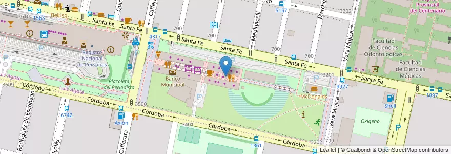 Mapa de ubicacion de Mil y Un Shawarmas en Аргентина, Санта-Фе, Departamento Rosario, Municipio De Rosario, Росарио.