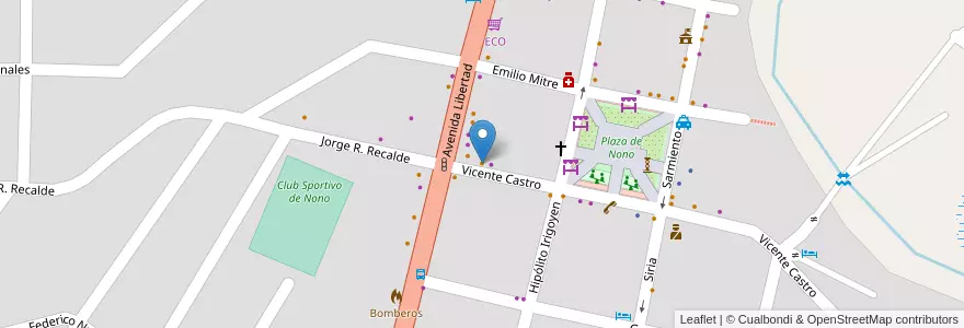 Mapa de ubicacion de Milac en アルゼンチン, コルドバ州, Departamento San Alberto, Municipio De Nono, Pedanía Nono, Nono.