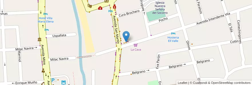 Mapa de ubicacion de Milac en アルゼンチン, コルドバ州, Departamento San Alberto, Pedanía Tránsito, Mina Clavero, Municipio De Mina Clavero.