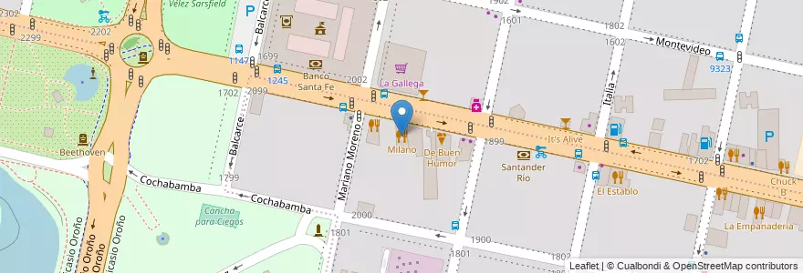 Mapa de ubicacion de Milano en Argentina, Santa Fe, Departamento Rosario, Municipio De Rosario, Rosario.