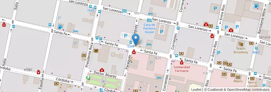 Mapa de ubicacion de Milano en الأرجنتين, سانتا في, Departamento Rosario, Municipio De Rosario, روساريو.