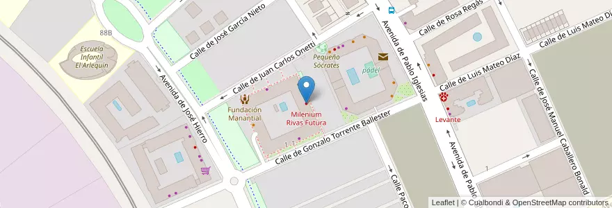 Mapa de ubicacion de Milenium Rivas Futura en 스페인, Comunidad De Madrid, Comunidad De Madrid, Cuenca Del Henares, Rivas-Vaciamadrid.