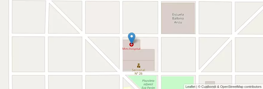 Mapa de ubicacion de Mini hospital en Arjantin, Şili, Mendoza, Departamento San Rafael, Distrito Villa Atuel.