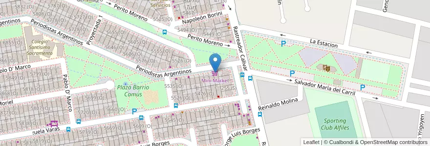 Mapa de ubicacion de Mini Market en 아르헨티나, San Juan, 칠레, Rivadavia.