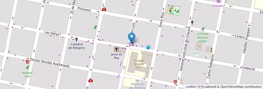 Mapa de ubicacion de Mini-Mercado San Luis en 아르헨티나, 엔트레리오스주, Departamento Concordia, Distrito Suburbios, Concordia, Concordia.