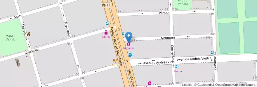 Mapa de ubicacion de Miniello en الأرجنتين, سانتا في, Departamento Rosario, Municipio De Granadero Baigorria, Granadero Baigorria.
