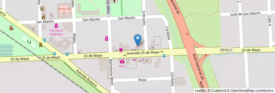 Mapa de ubicacion de MiniMercado Ebe en 아르헨티나, Santa Fe, Departamento Rosario, Municipio De Ibarlucea, Ibarlucea.