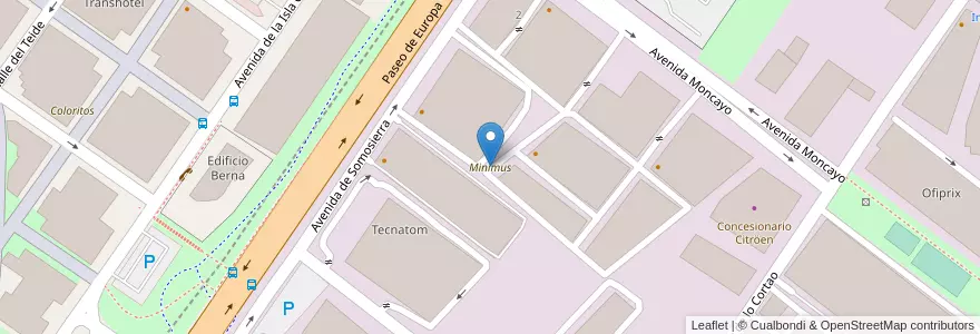 Mapa de ubicacion de Minimus en スペイン, マドリード州, Comunidad De Madrid, Área Metropolitana De Madrid Y Corredor Del Henares, San Sebastián De Los Reyes.