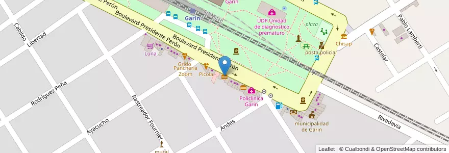Mapa de ubicacion de Minirosta de hamburguesas y panchos en Argentina, Buenos Aires, Partido De Escobar, Garín.