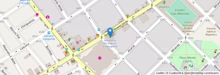 Mapa de ubicacion de Ministeria del Interíor y Transporte, Monte Castro en 阿根廷, Ciudad Autónoma De Buenos Aires, 布宜诺斯艾利斯, Comuna 10, Comuna 11.