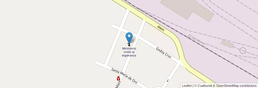 Mapa de ubicacion de Ministerio cristo la esperanza en Arjantin, Şili, Mendoza, Departamento San Martín, Distrito Palmira.