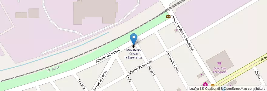 Mapa de ubicacion de Ministerio Cristo la Esperanza en アルゼンチン, ブエノスアイレス州, Partido De San Fernando, Victoria.