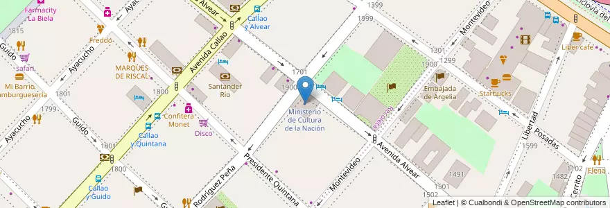 Mapa de ubicacion de Ministerio de Cultura de la Nación, Recoleta en Argentina, Ciudad Autónoma De Buenos Aires, Comuna 1, Buenos Aires.