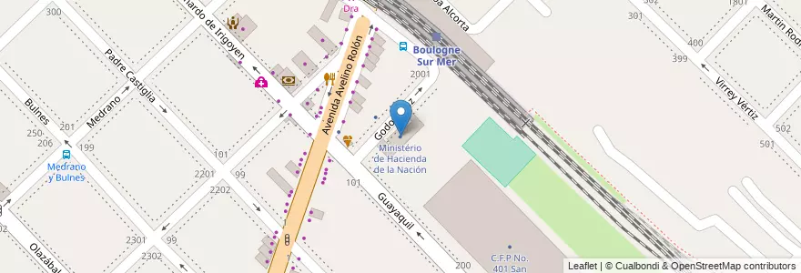 Mapa de ubicacion de Ministério de Hacienda de la Nación en アルゼンチン, ブエノスアイレス州, Partido De San Isidro, Boulogne Sur Mer.