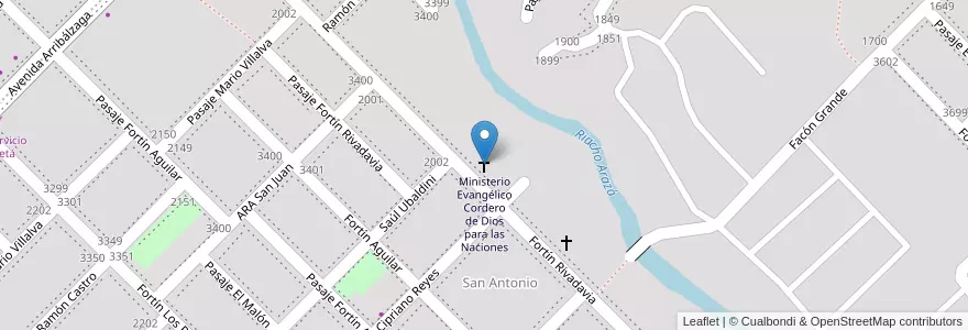 Mapa de ubicacion de Ministerio Evangélico Cordero de Dios para las Naciones en アルゼンチン, チャコ州, Departamento San Fernando, Resistencia, Resistencia.