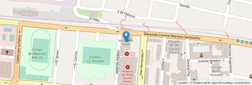 Mapa de ubicacion de Ministerio IPySP en Arjantin, Jujuy, Departamento Doctor Manuel Belgrano, Municipio De San Salvador De Jujuy.