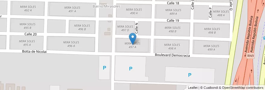 Mapa de ubicacion de MIRA SOLES 497 A en アルゼンチン, サルタ州, Capital, Municipio De Salta, Salta.