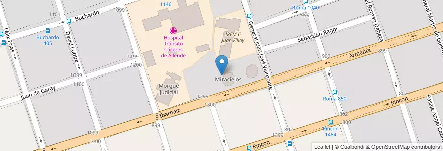 Mapa de ubicacion de Miracielos en Аргентина, Кордова, Departamento Capital, Pedanía Capital, Córdoba, Municipio De Córdoba.