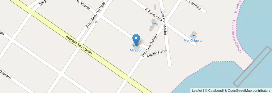 Mapa de ubicacion de Mirador en Arjantin, Buenos Aires, Partido De Mar Chiquita.