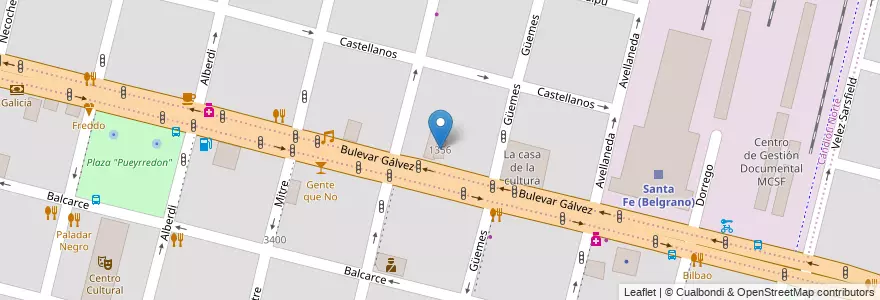 Mapa de ubicacion de Mirador del Boulevard en アルゼンチン, サンタフェ州, Departamento La Capital, Santa Fe Capital, Santa Fe.