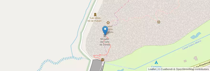 Mapa de ubicacion de Mirador del Valle de Zonda en 아르헨티나, San Juan, 칠레, Zonda.