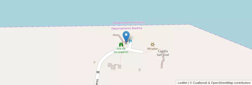 Mapa de ubicacion de Mirador Islas de los Pajaros en Arjantin, Chubut, Departamento Biedma.