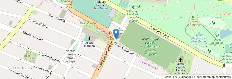 Mapa de ubicacion de Mirador Prospero Nieva en アルゼンチン, フフイ州, Departamento Doctor Manuel Belgrano, Municipio De San Salvador De Jujuy.
