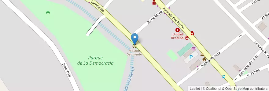 Mapa de ubicacion de Mirador Sarmiento en Аргентина, Кордова, Departamento Cruz Del Eje, Municipio De Cruz Del Eje, Pedanía Cruz Del Eje, Cruz Del Eje.
