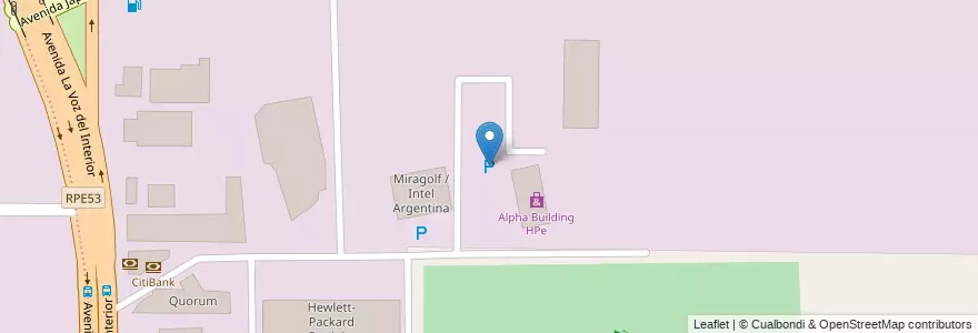 Mapa de ubicacion de Miragolf Parking en Argentinien, Provinz Córdoba, Departamento Capital, Pedanía Capital, Córdoba, Municipio De Córdoba.
