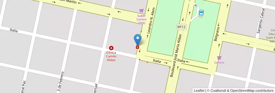 Mapa de ubicacion de Miriani en Argentina, Córdoba, Departamento Marcos Juárez, Pedanía Liniers, Municipio De Camilo Aldao, Camilo Aldao.