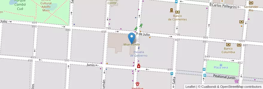Mapa de ubicacion de Misericordia en アルゼンチン, コリエンテス州, Departamento Capital, Corrientes, Corrientes.