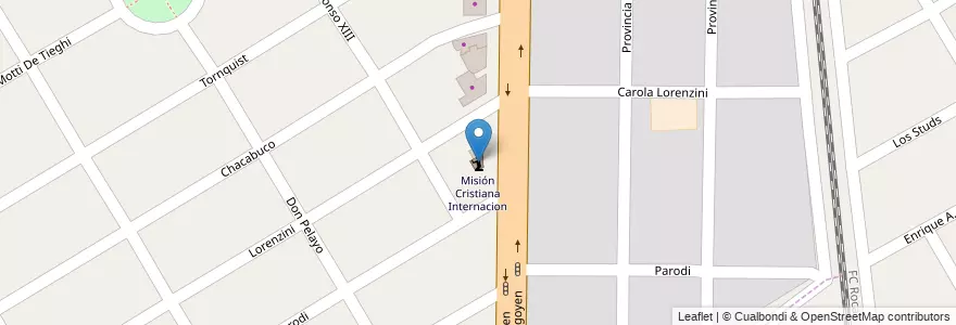 Mapa de ubicacion de Misión Cristiana Internacion en アルゼンチン, ブエノスアイレス州, Partido De Almirante Brown, Longchamps.