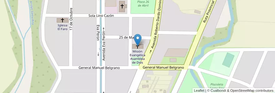 Mapa de ubicacion de Misión Evangélica Asamblea de Dios en アルゼンチン, フフイ州, Departamento Santa Bárbara, Municipio De Palma Sola.