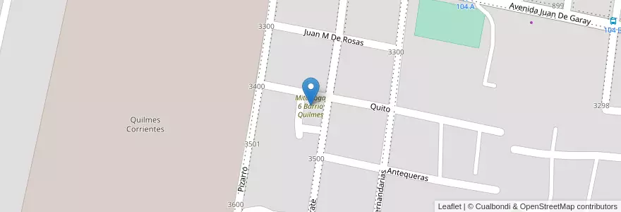 Mapa de ubicacion de Mitairoga 6 Barrio Quilmes en Argentinië, Corrientes, Departamento Capital, Corrientes, Corrientes.